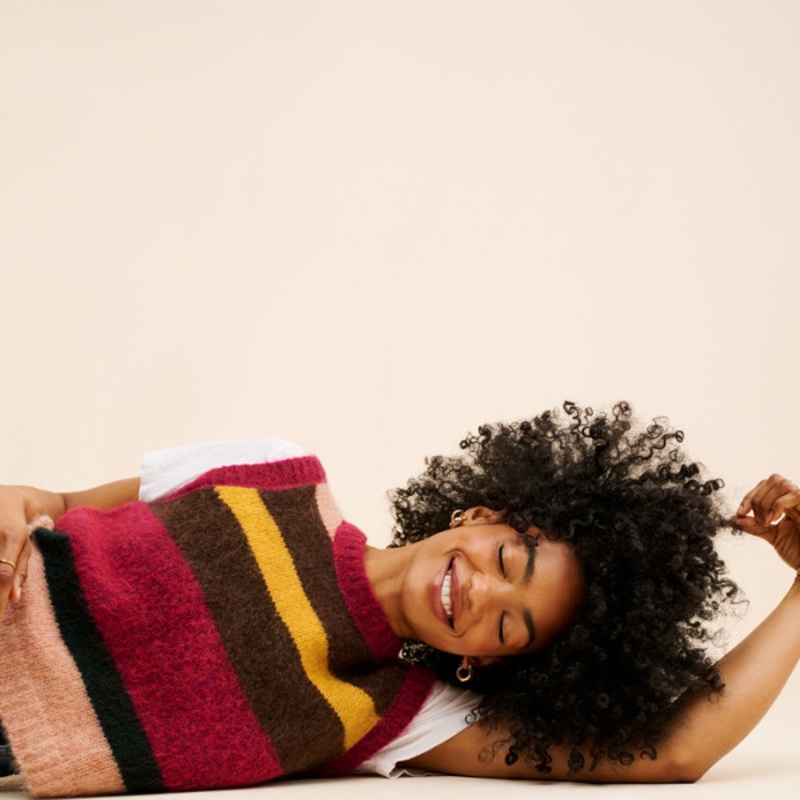 Wide Stripe Wool Blend Sweater Vest