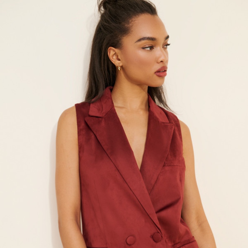 Longline Faux Suede Vest