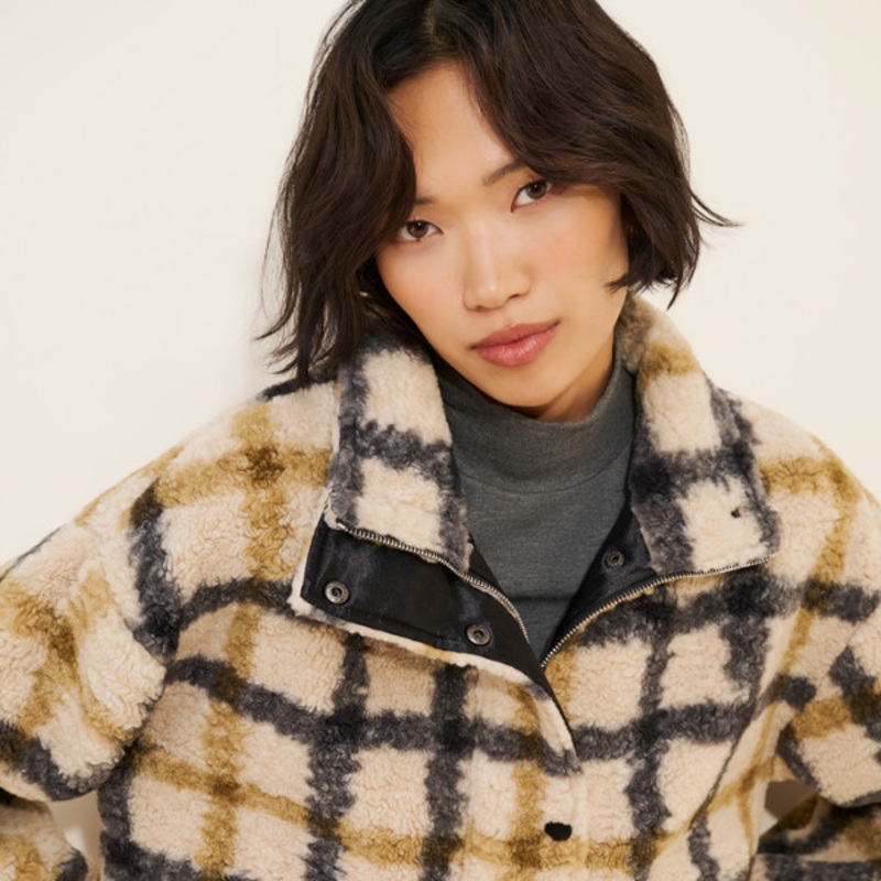 Plaid Sherpa Coat