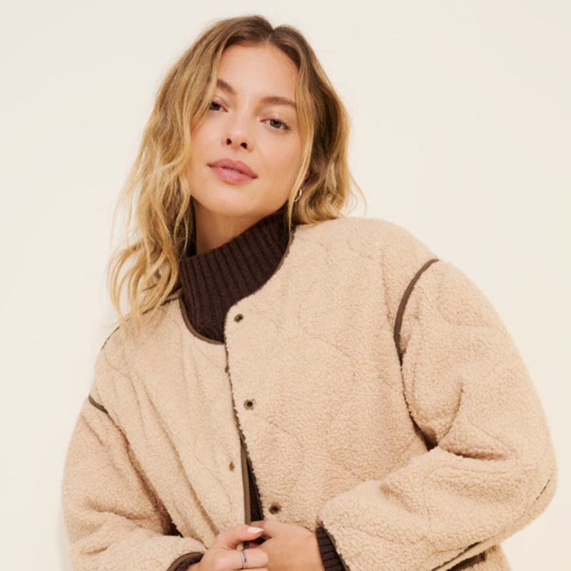 Reversible Quilted Sherpa Coat