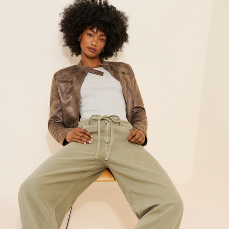 Tencel Drawstring Superwide Leg Jeans