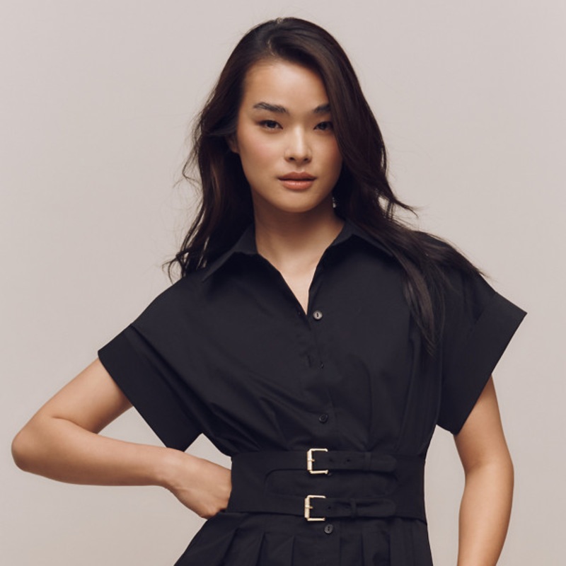The Tobie Belted Pleated Blouse