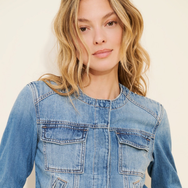 Collarless Trucker Jacket