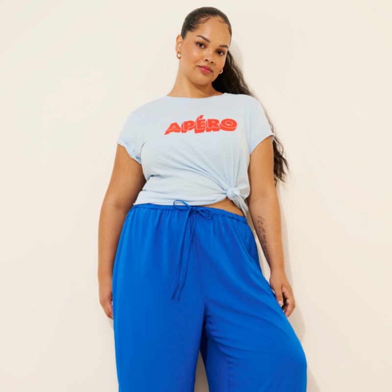 Embroidered Hem Pull-On Pants