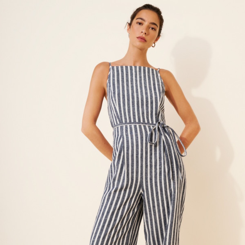 Smocked Back Linen Jumpsuit