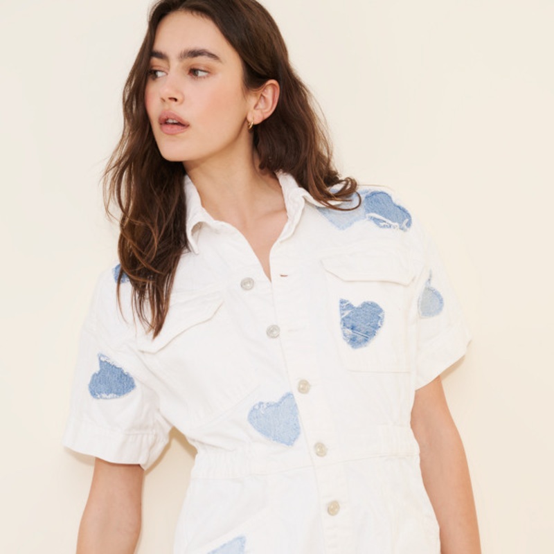 Patchwork Denim Shortalls