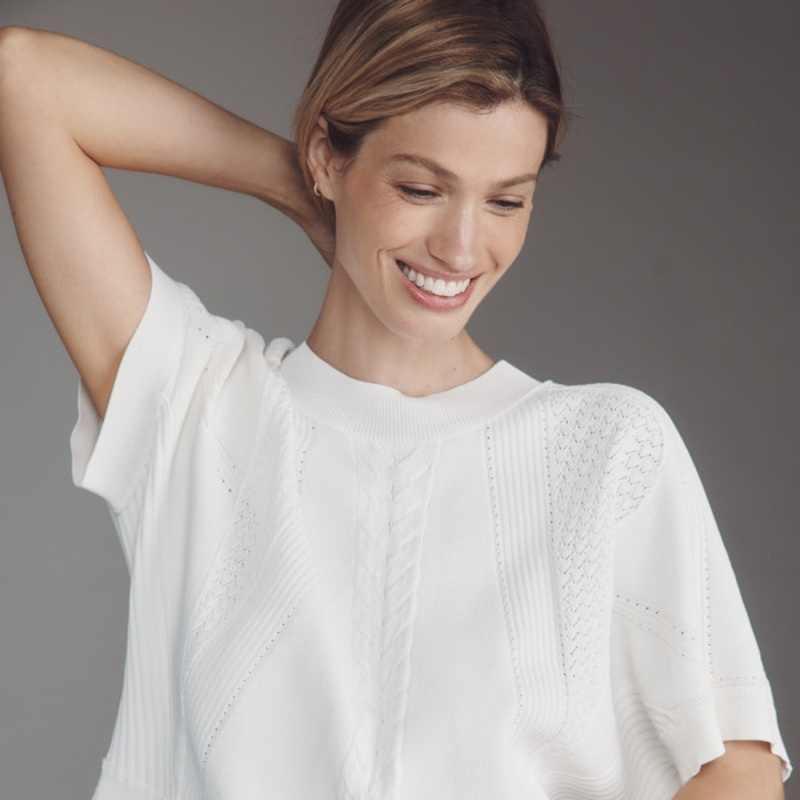 Cabled Batwing Crop Sweater