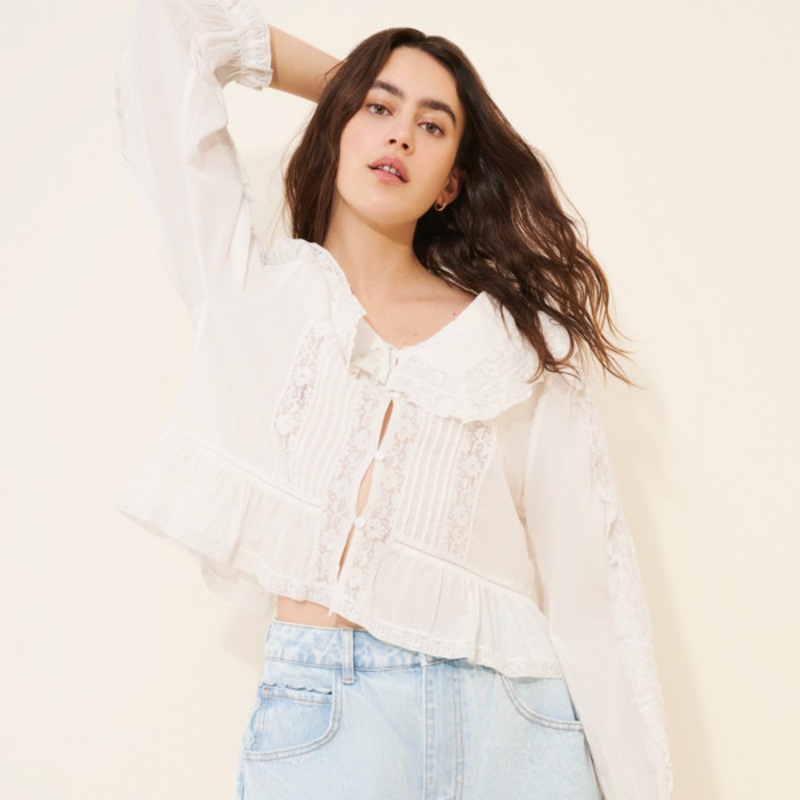 Denim Scallop Pocket Long-Length Shorts