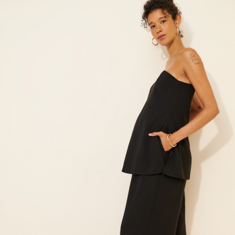 Maternity Strapless Twofer Jumpsuit