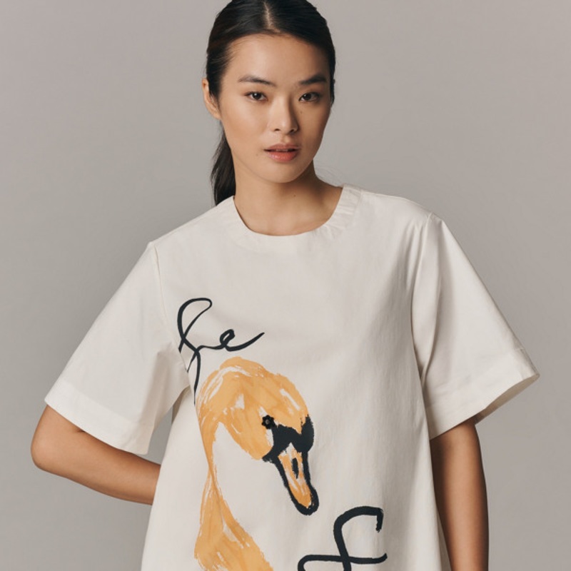 The Emmy Short-Sleeve Swing Mini Dress: Graphic Edition