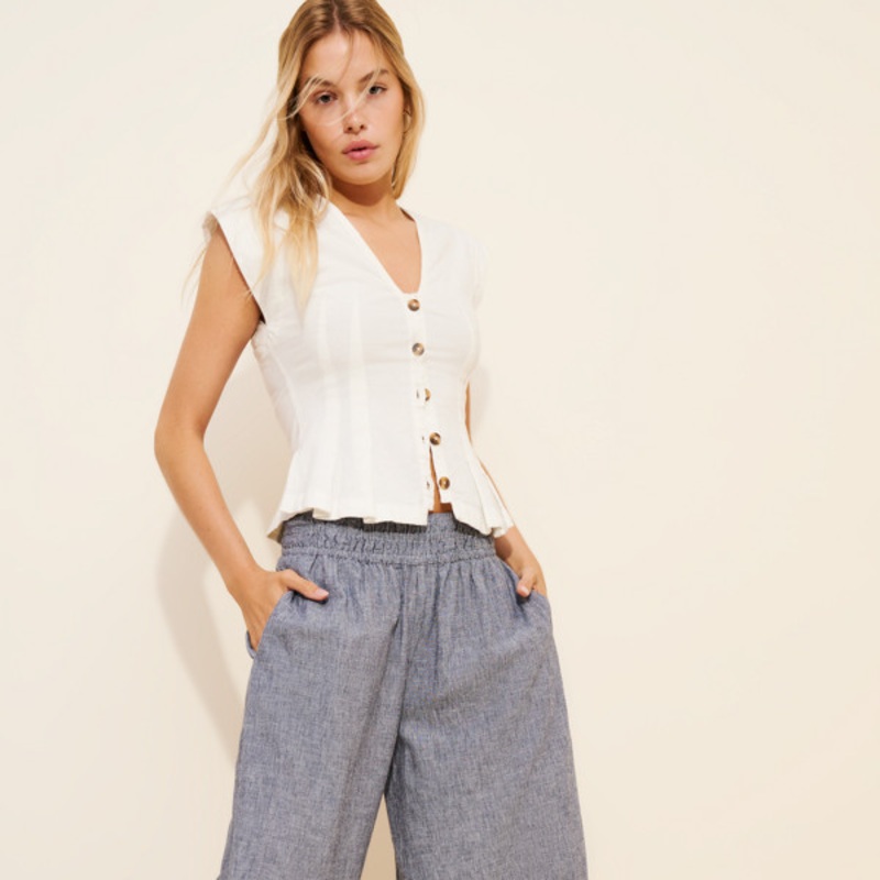 The Somerset Pull-On Pants: Striped Linen Blend Edition