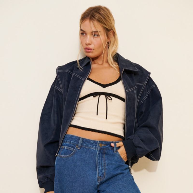 Vista Vegan Leather Bomber Jacket