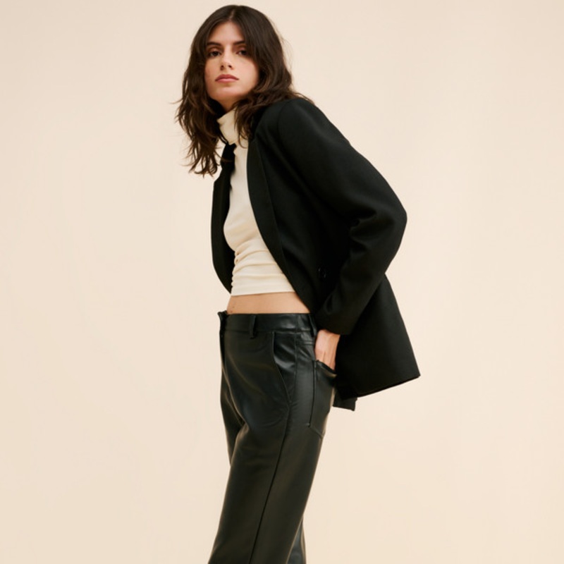 Wide-Leg Vegan Leather Trousers