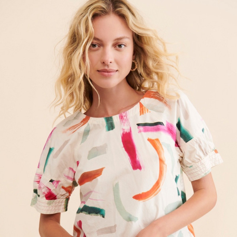 Brushstroke Poplin Blouse
