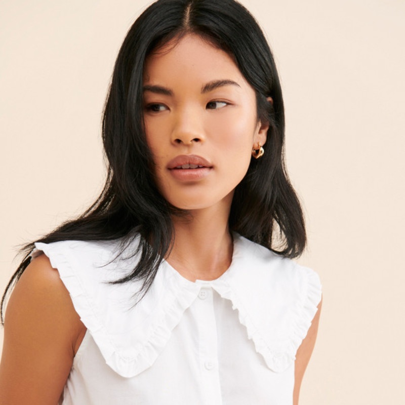 Ruffle Collared Button Blouse