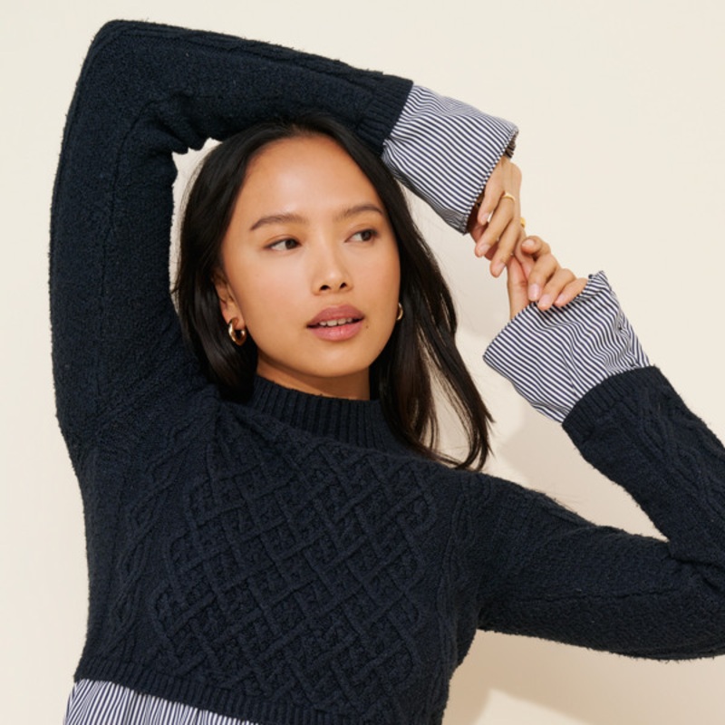 Cable-Knit Layered Sweater