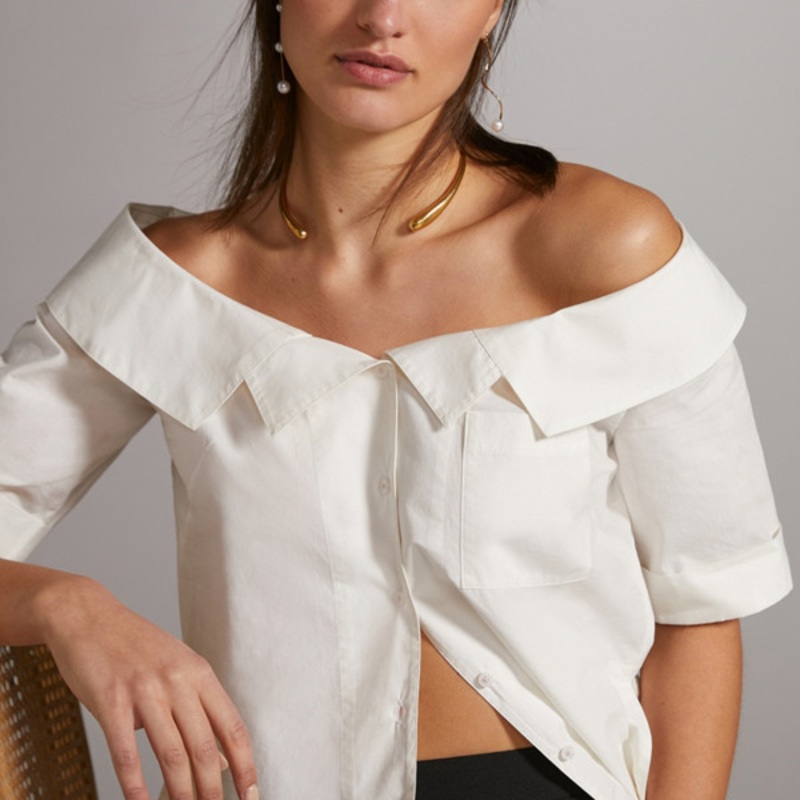 Off-The-Shoulder Buttondown