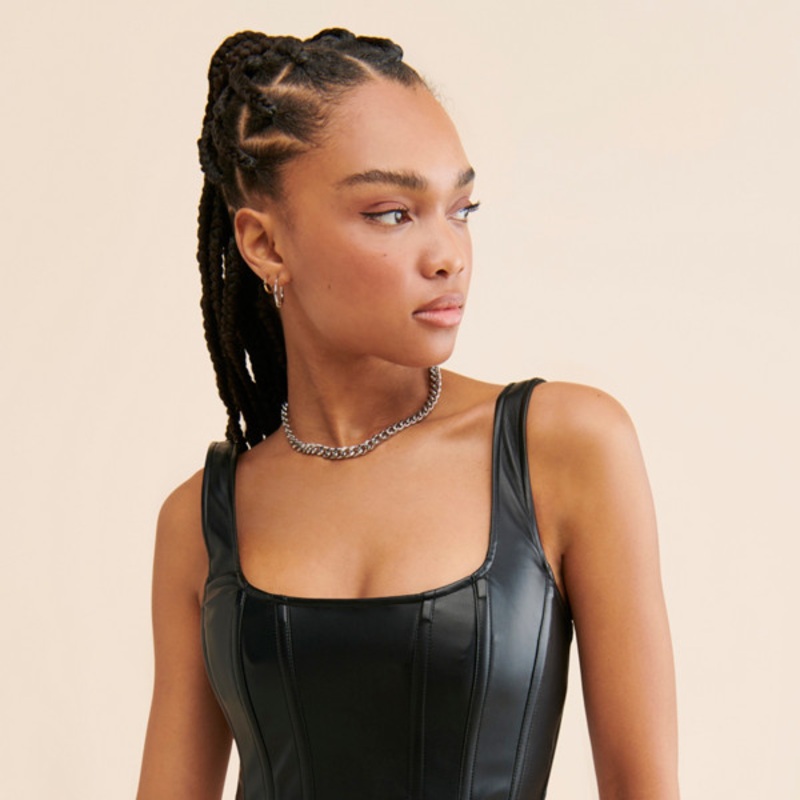 Vegan Leather Corset Top