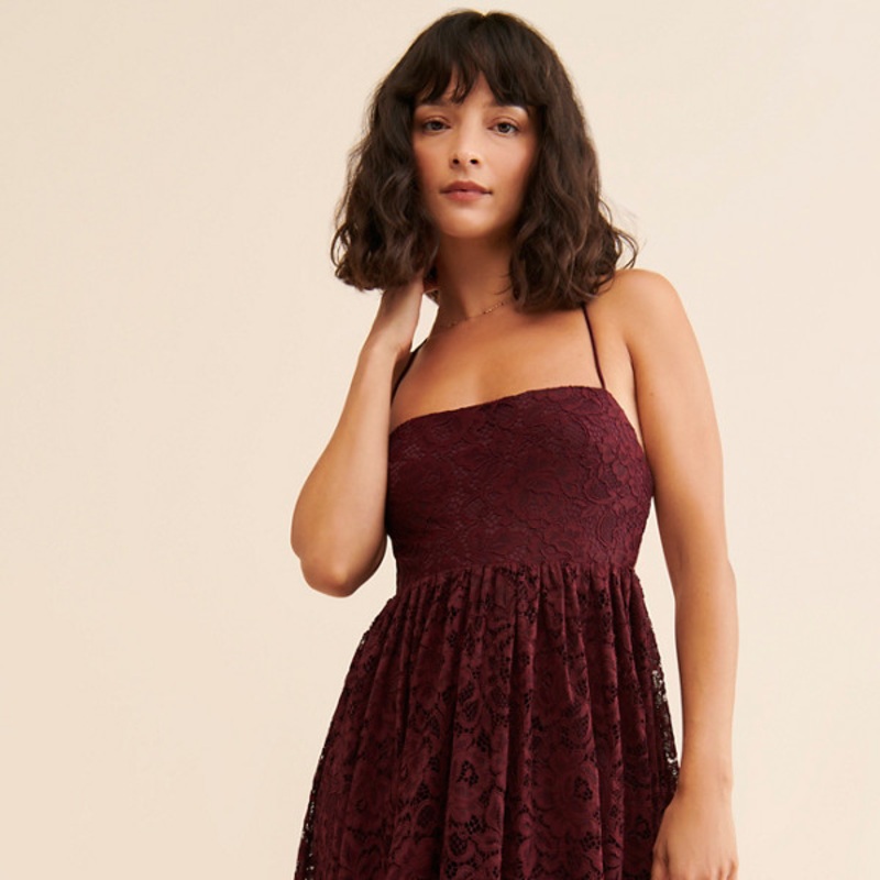 Zoe Open-Back Lace Midi Dress
