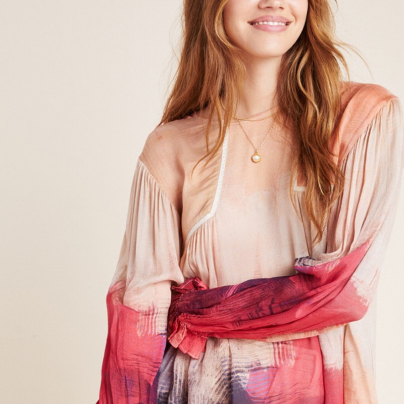 Brush Strokes Sheer Blouse