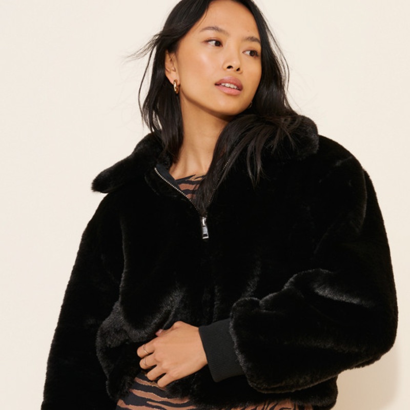 Cropped Faux-Fur Coat