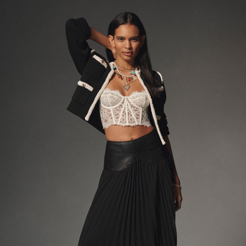 Faux Leather Pleated Midi Skirt