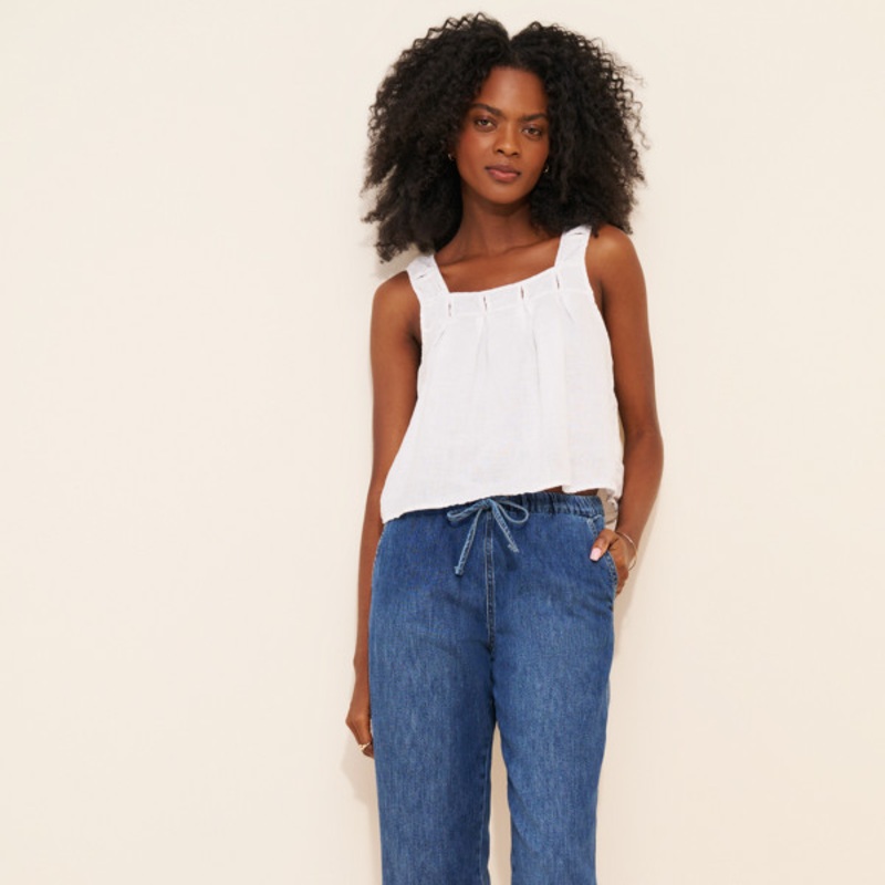 Straight Leg Drawstring Jeans