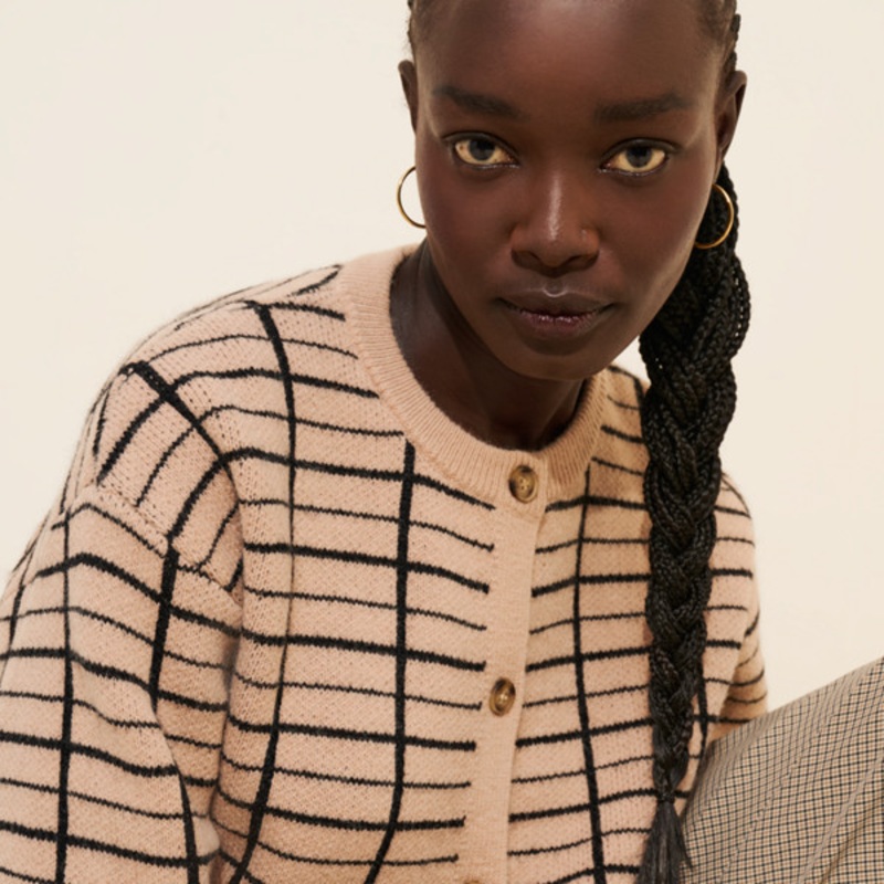 Windowpane Cardigan Sweater