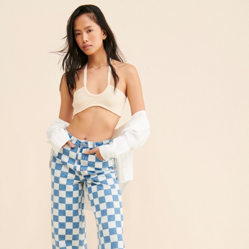 Checkerboard Denim Jeans