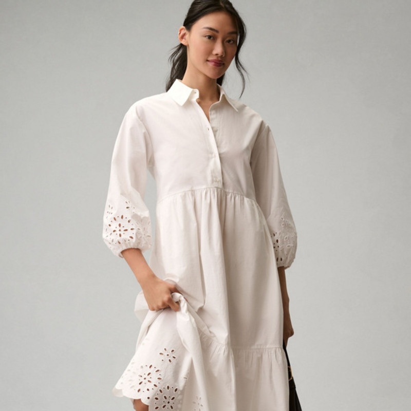 The Bettina Tiered Shirt Dress: Eyelet Edition