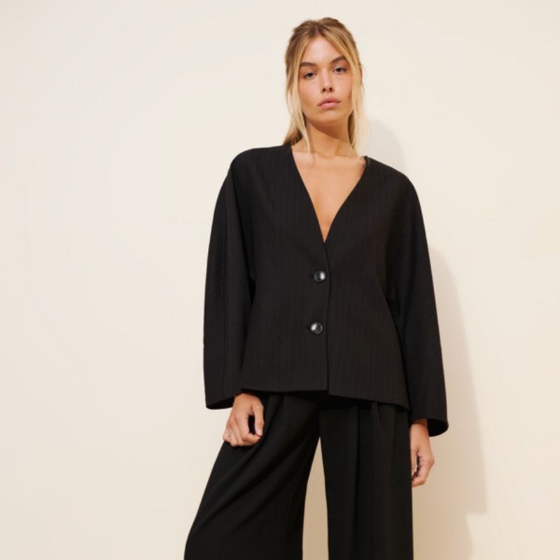 Collarless Blazer Jacket