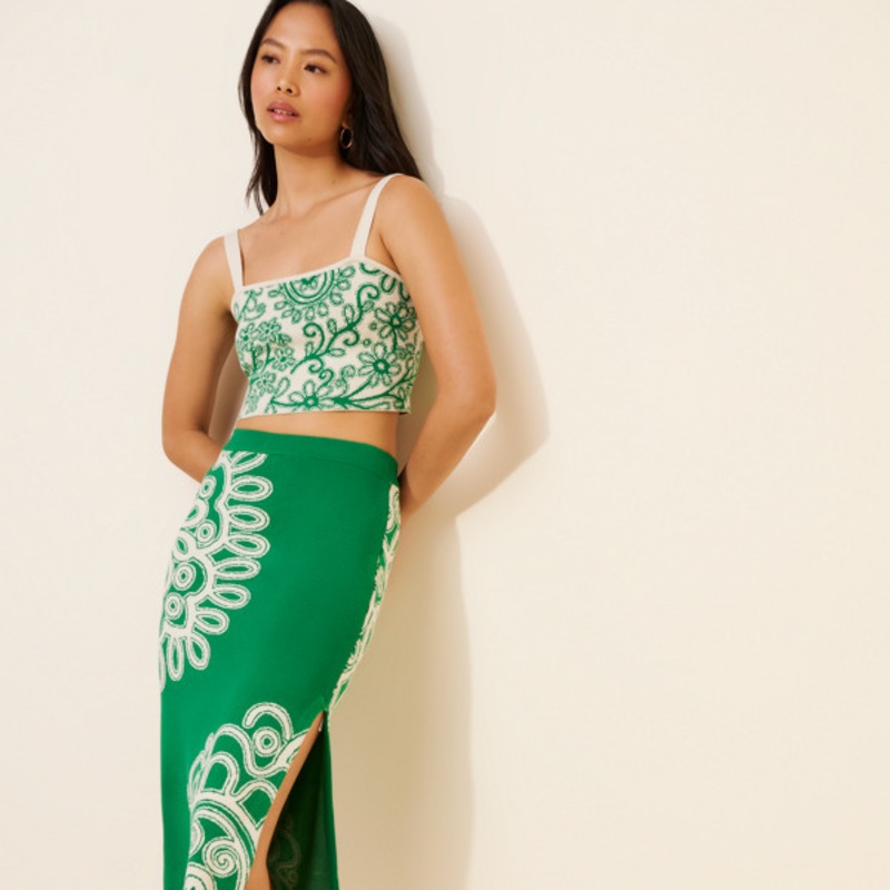 Fitted Knit Midi Skirt