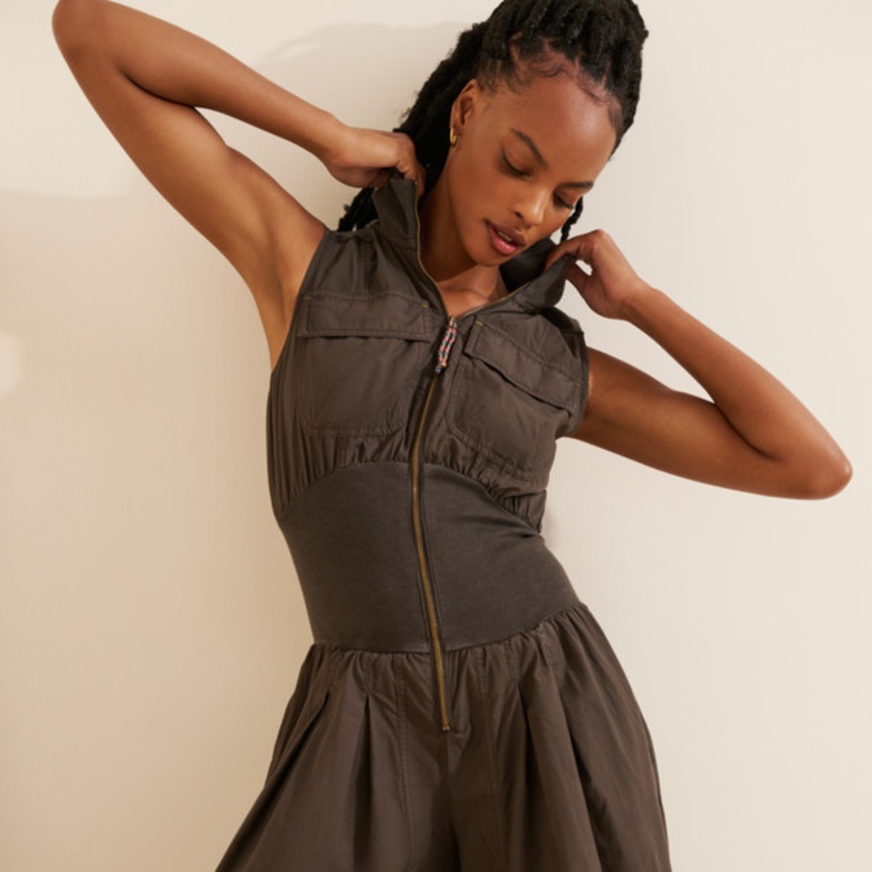Mixed Media Vest Jumpsuit