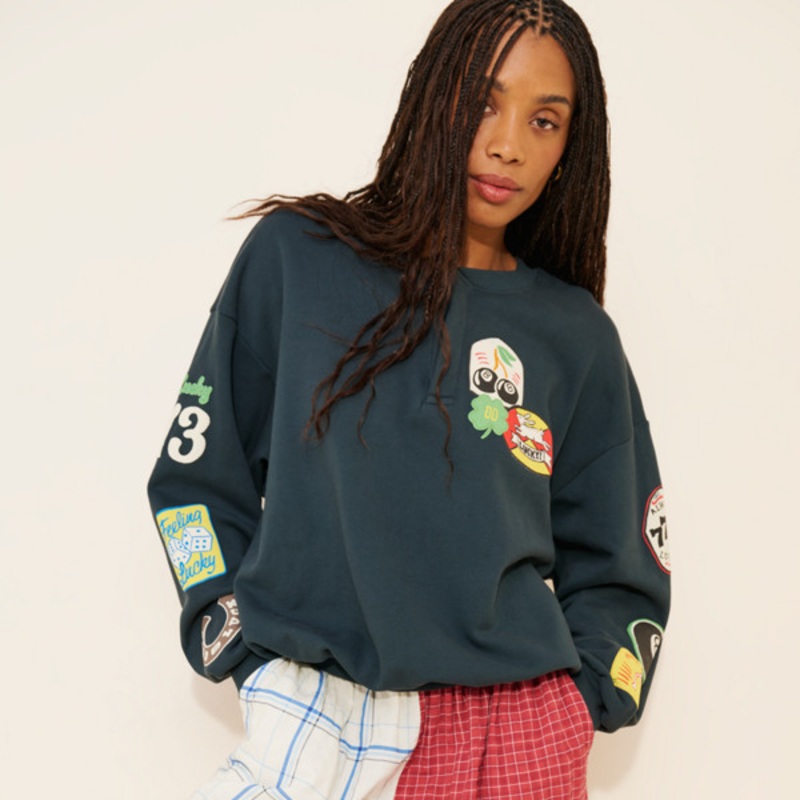 Symbols Of Luck Henley Sweatshirt