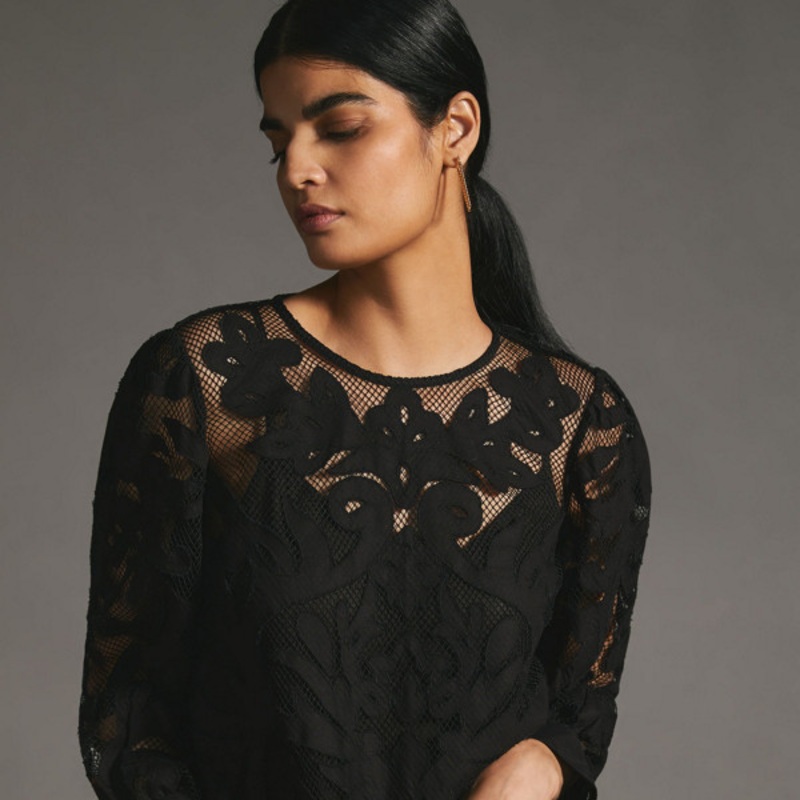 Button-Back Lace Blouse
