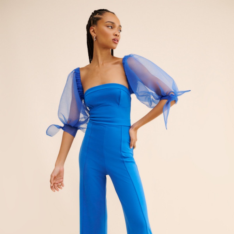 Cold Shoulder Puff Sleeve Jumpsuit