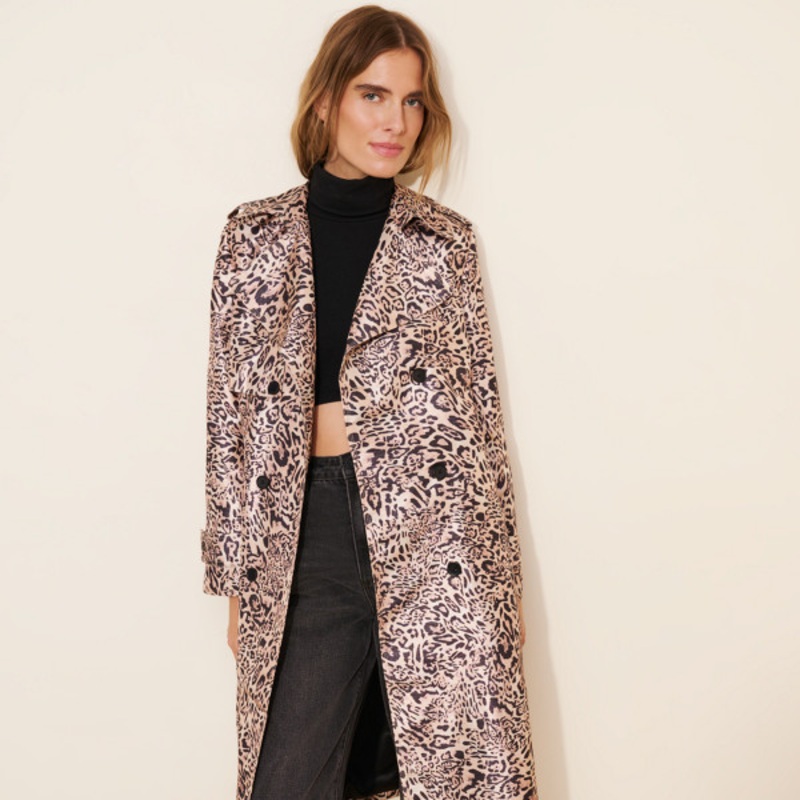 Metallic Leopard Trench Coat