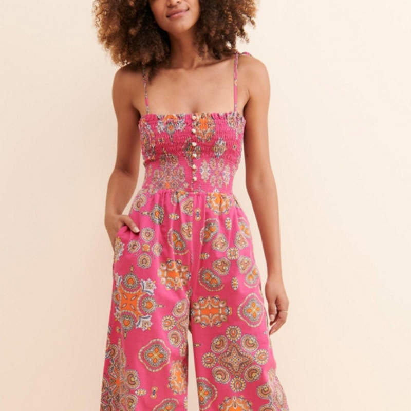 Smocked Wide Leg Jumpsuit