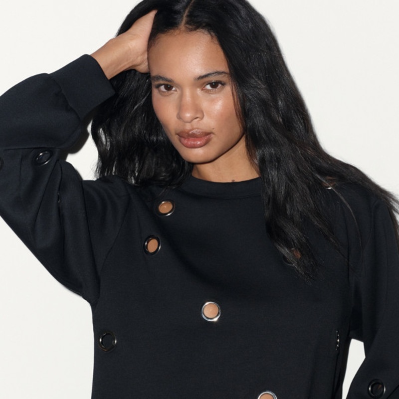 Crew-Neck Grommet Sweatshirt