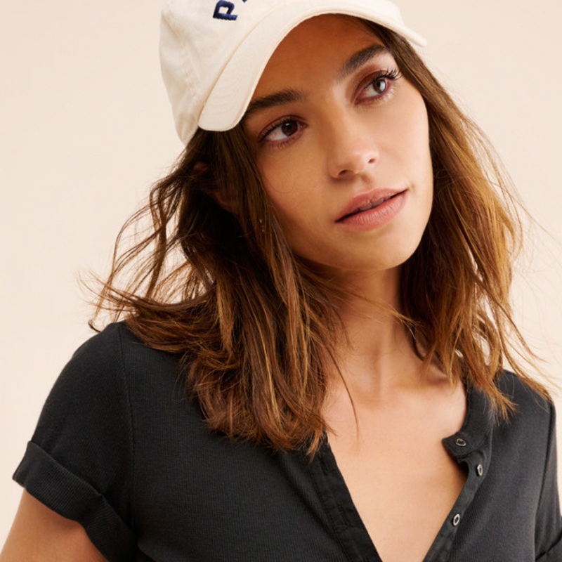 The Andie Ribbed Henley Top: Short-Sleeve Edition