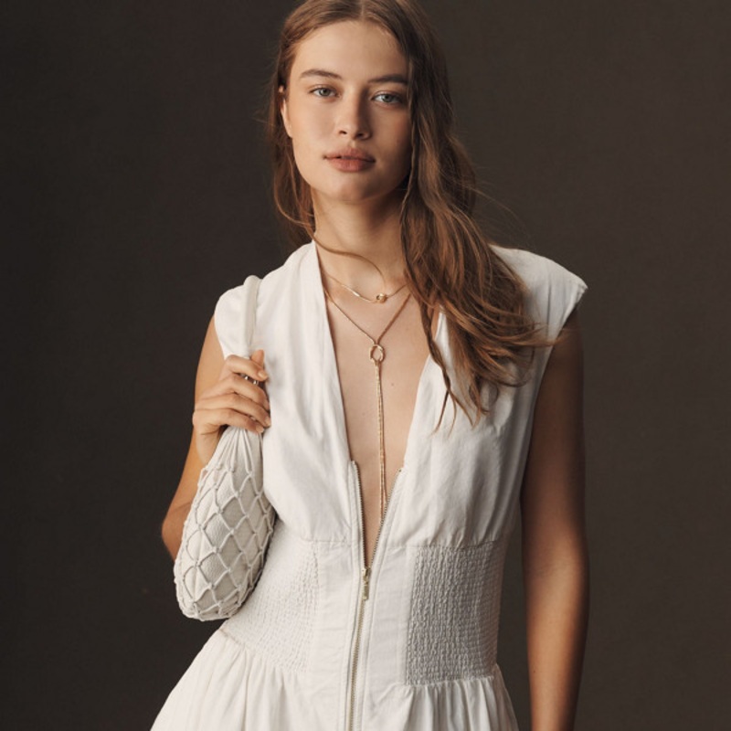 The Tommie Cap-Sleeve Smocked Front-Zip Shirt Dress: Linen Mini Edition