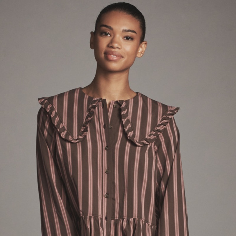 Cotton Long-Sleeve Collared Blouse