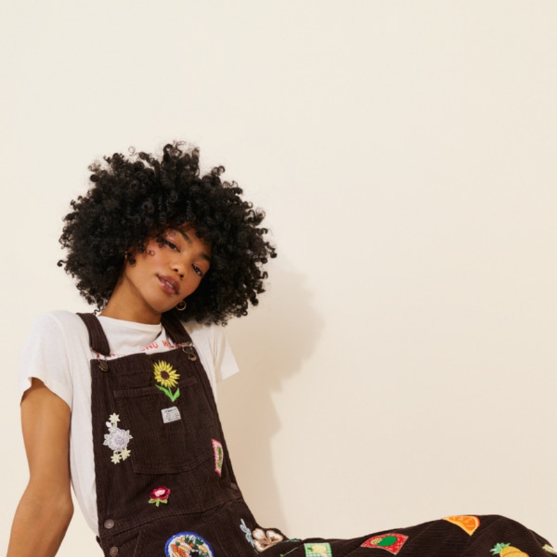 Patch Corduroy Overalls