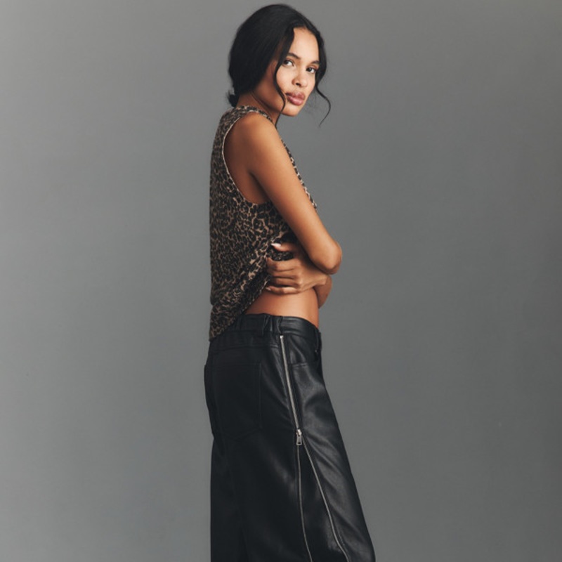 Baggy Vegan Leather Zipper Pants