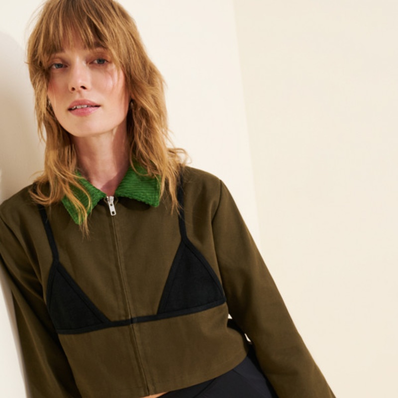 Bikini Bod Canvas Construction Crop Jacket