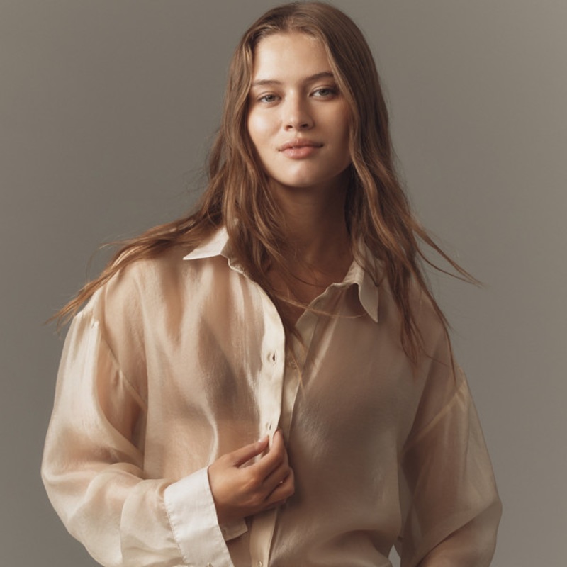 Sheer Long-Sleeve Buttondown