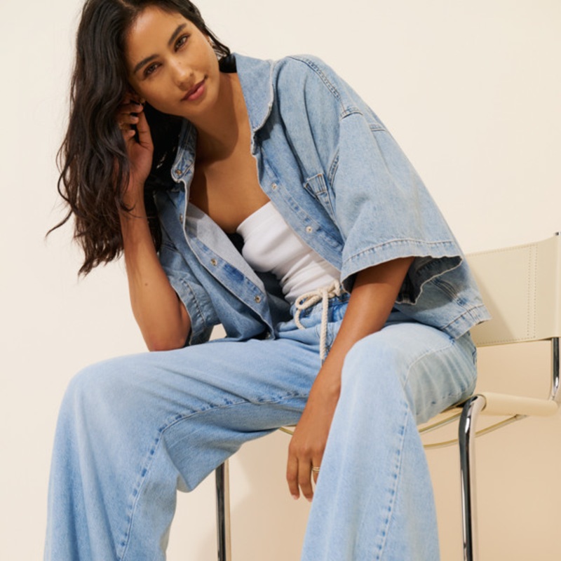 The Adi Mid-Rise Frayed Relaxed Flare Jeans: Pull-On Edition