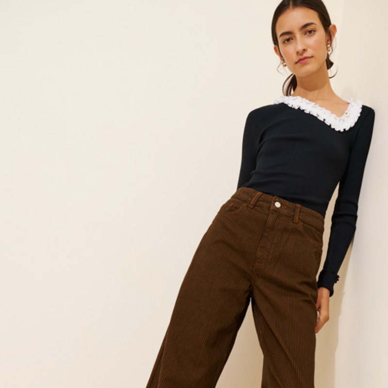 Berta Striped Straight-Leg Jeans