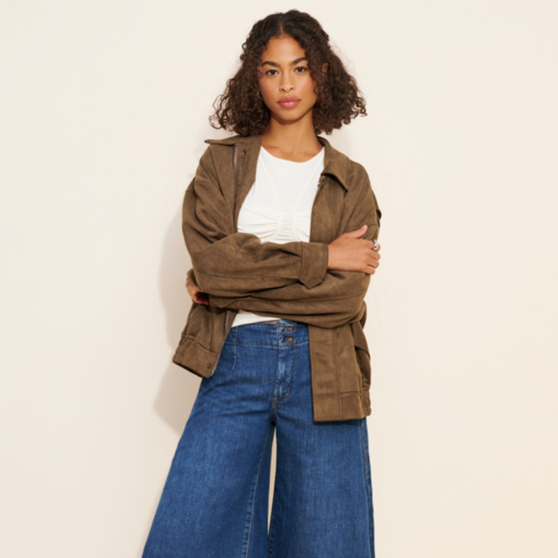 Skirty High-Rise Crop Wide-Leg Jeans