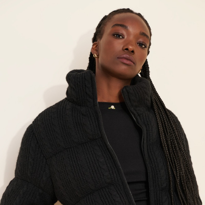 Sweater Knit Puffer Jacket